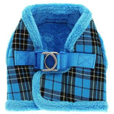 Luxury Fur Lined Blue Tartan Dog Harness