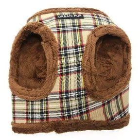 Luxury Fur Lined Brown Tartan Dog Harness