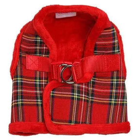 Luxury Fur Lined Red Tartan Dog Harness