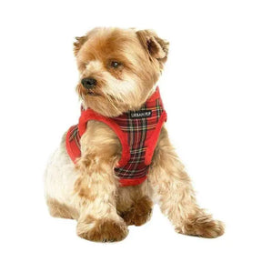 Luxury Fur Lined Red Tartan Dog Harness