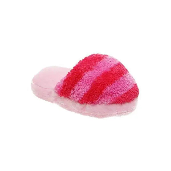 Pink Striped Slipper Plush And Squeaky Dog Toy